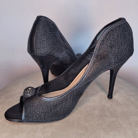 J. Renee Genette Black Mesh Peep Toe Pumps – Size 12 – Worn Once - Picture 4 of 10